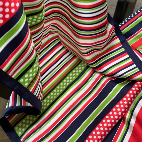 Vintage Echo 100% Pure Silk Striped Polkadot Scarf 45” x 15” - Picture 13 of 17